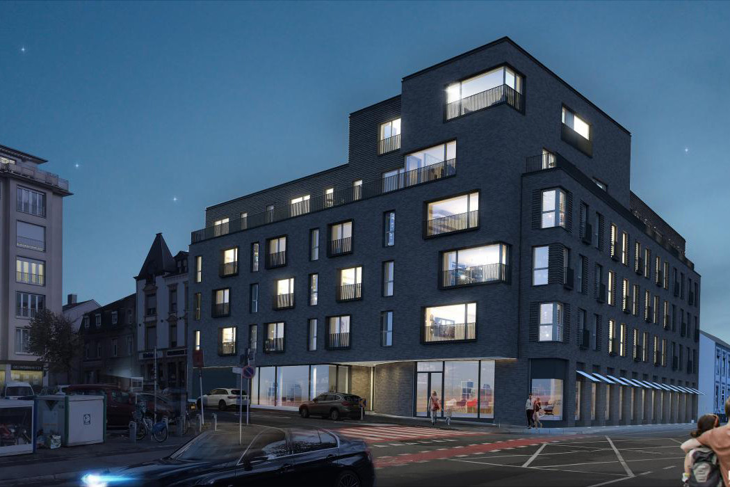 La place Sts Pierre et Paul à Hollerich accueillera une nouvelle résidence à la façade en briques. (Photo: M3 Architecte)