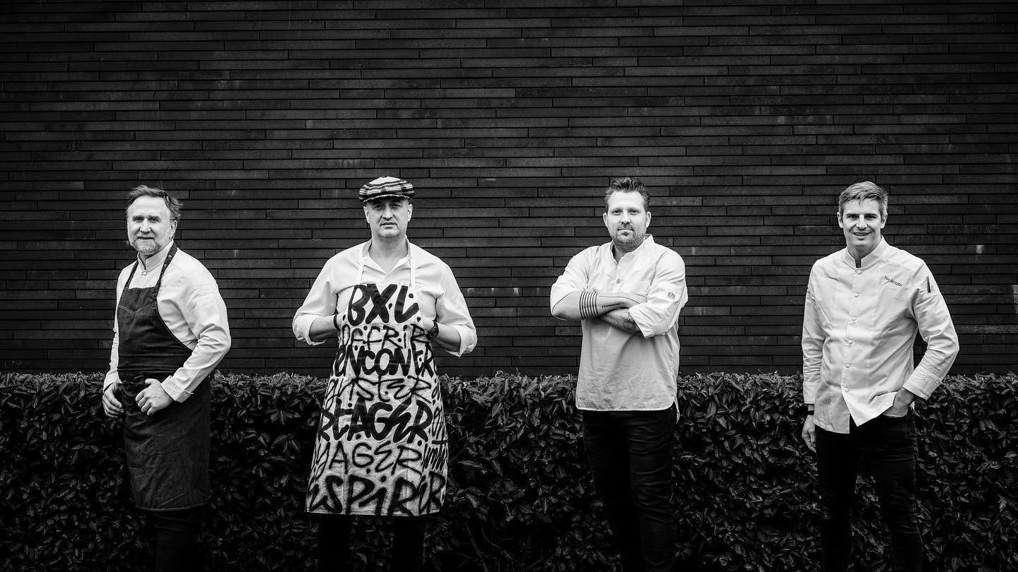 Les quatre chefs doublement étoilés de la première box «unBOXed». De gauche à droite: Cyril Molard, David Martin, Nick Bril et Tim Boury. Pieter D’Hoop