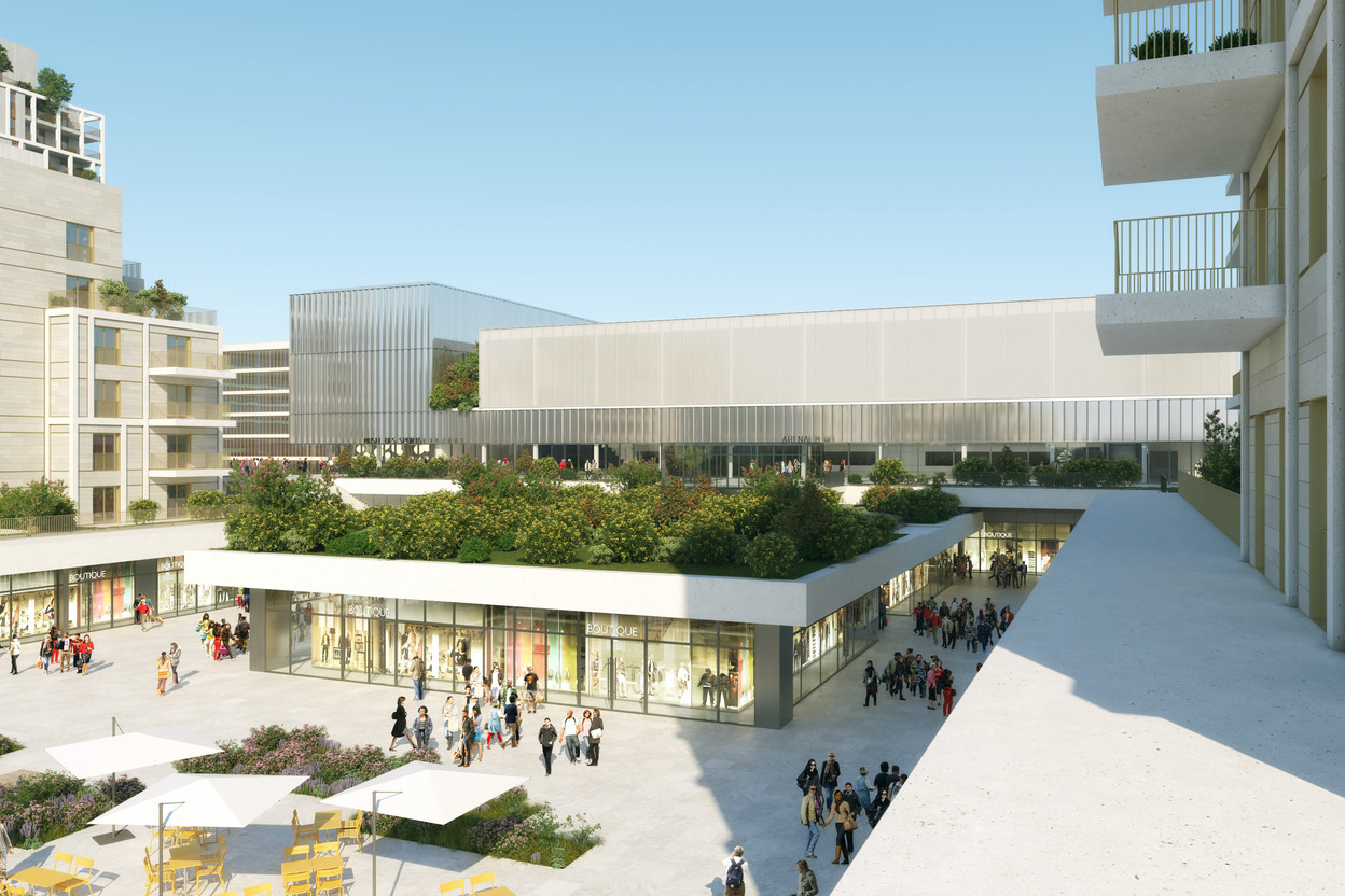 Le projet Perspectiv’ se développe autour d’une grande place commerciale réunissant services, logements et loisirs.  (photo : Perspectiv’)