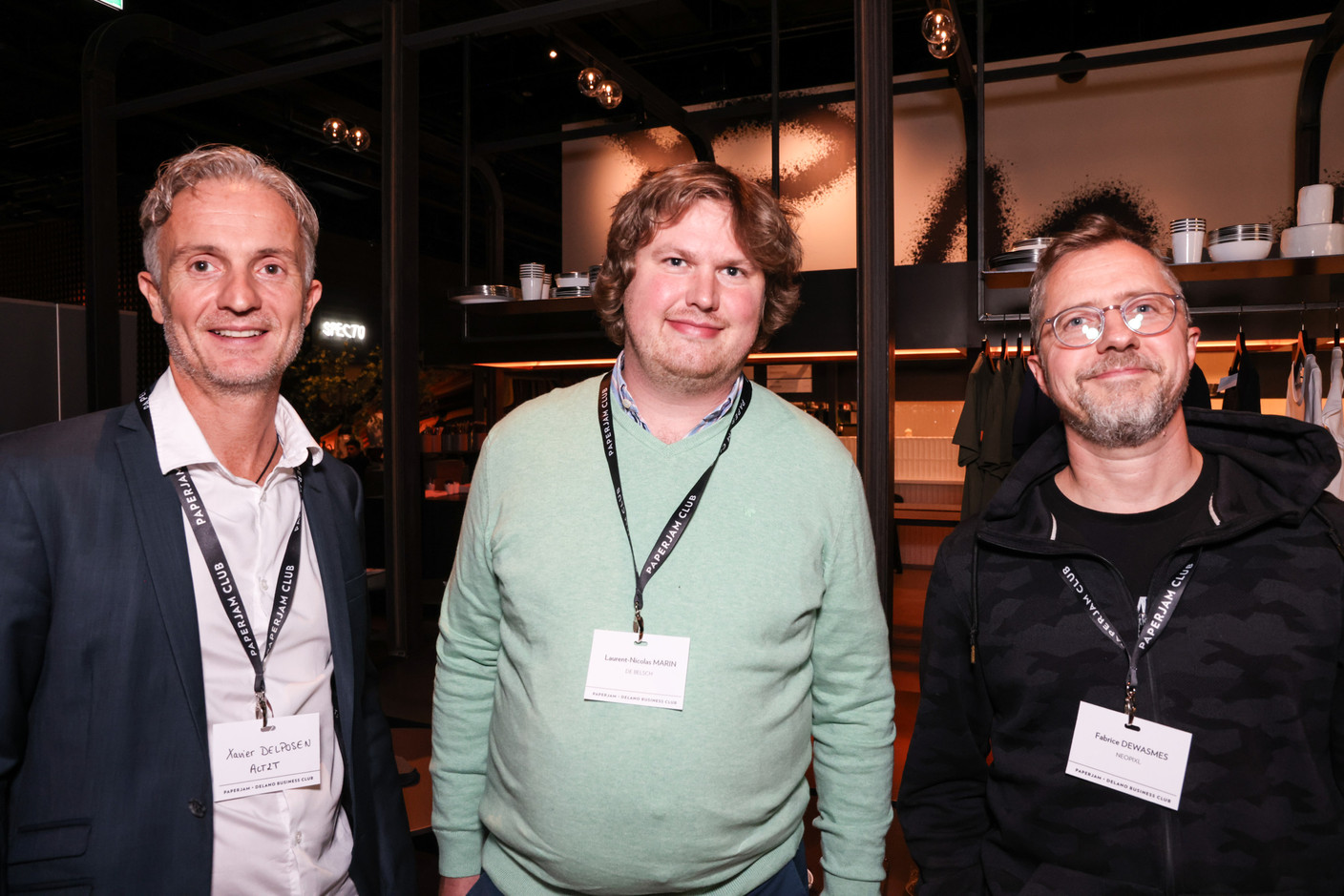 Xavier Delposen (ACT2T), Laurent-Nicolas Marin (De Belsch) et Fabrice Dewasmes (Neopixl). (Photos: Marie Russillo/Maison Moderne)