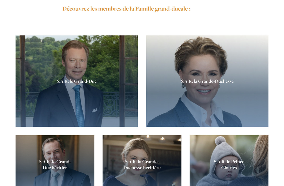 Le nouveau site propose notamment une galerie de portraits des membres de la famille grand-ducale. (Capture d’écran: monarchie.lu)