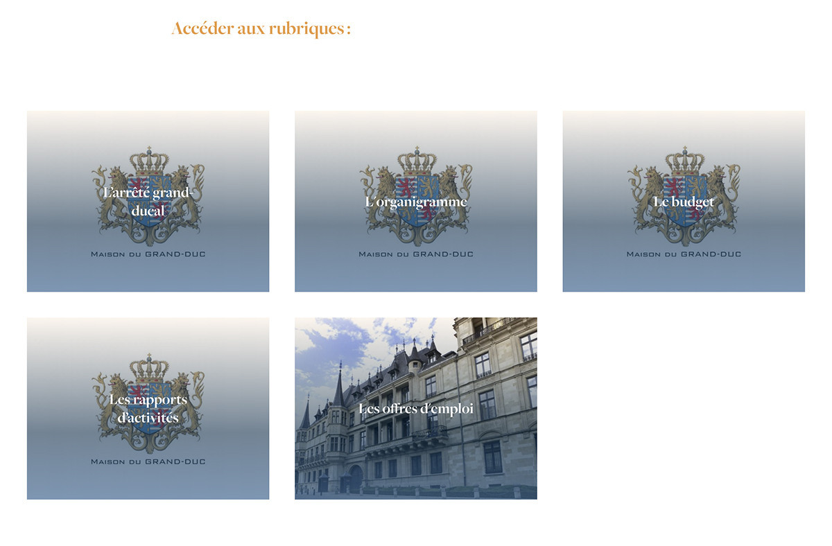 Le site dispose également d’un espace qui présente notamment la Maison du Grand-Duc, rénovée à travers ses rapports d’activités, son budget ainsi que l’organigramme. (Capture d’écran: monarchie.lu)