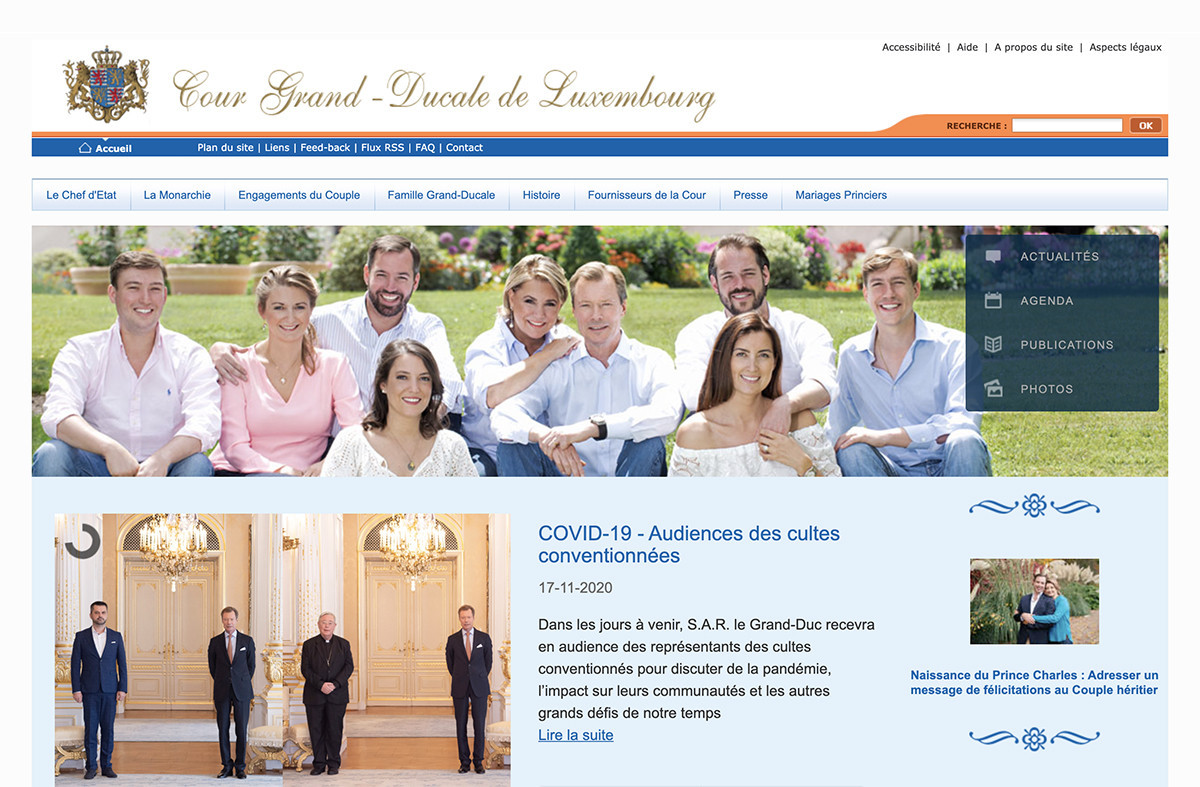 L’ancien site de la Cour grand-ducale était en ligne depuis 2011. (Capture d’écran: monarchie.lu)