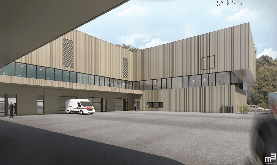 Vue de la cour intérieure du bâtiment. (Illustration: M3 Architectes)