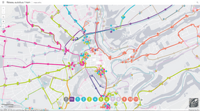 La nouvelle carte des bus permet de voir l’ensemble des lignes, ainsi que les lignes individuellement. (Illustration: Ville de Luxembourg)