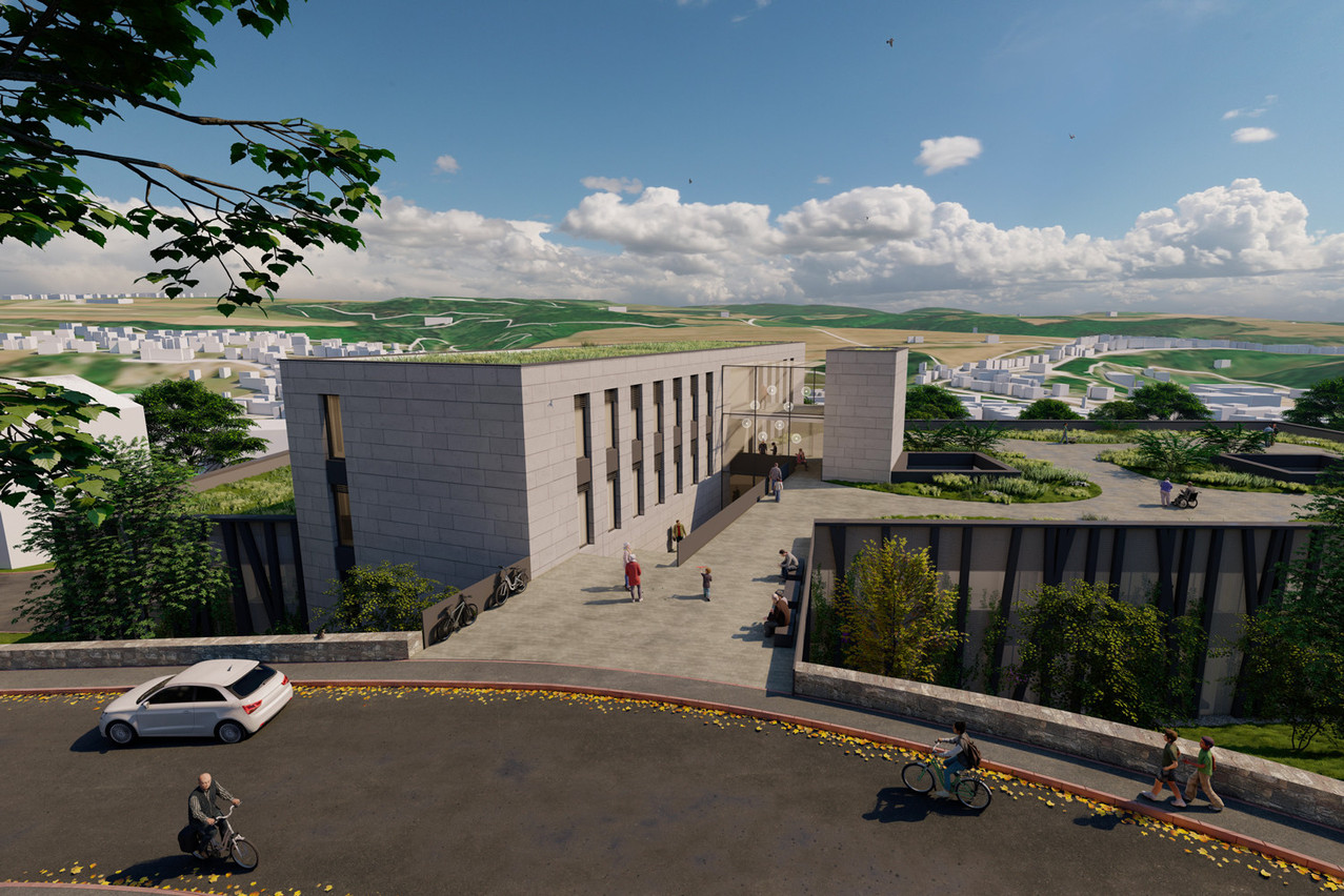 Le projet Schlasskéier comportera trois volets: une unité de services de diagnostics et de traitements médicaux ambulatoires du CHDN, un centre médical régional, ainsi qu’un parking couvert. (Photo: Commune de Wiltz/Thillens & Thillens Architecture)
