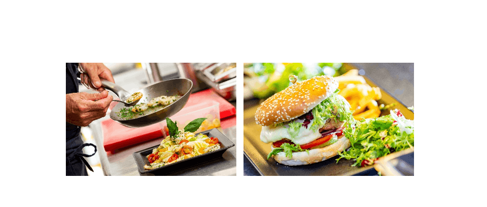 Salad with scampis and Burger to compose yourself  (Photos : Simon Piraux)