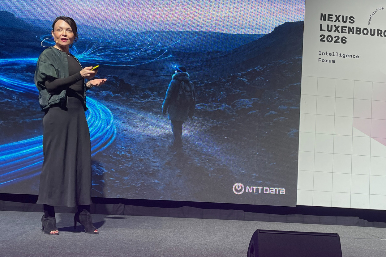 Moving from electrical to optical systems across the entire value chain—from server to board to chip—can reduce energy consumption by a factor of 1/100, explained  Rika Nakazawa, chief commercial innovations at NTT Data, in a speech on 11 June 2026, at the Nexus event in Luxembourg.  Photo: Sylvain Barrette