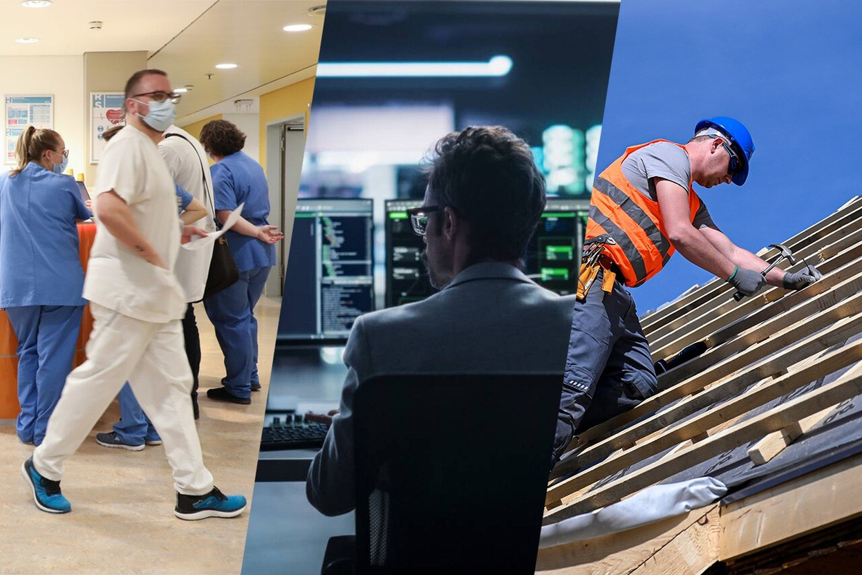 The 2026 list of occupations in very short supply published by Adem on Friday 27 March has been reduced from 22 to 20 occupations, reflecting a labour market that is still under pressure. (Photos: Ministère de la Santé Luxembourg/archives/Shutterstock; montage: Paperjam)