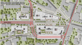 Road traffic will be diverted via a new connection with the Val St. Croix and a tunnel to the boulevard Grand Duchesse Charlotte Schroeder & associes/ KPF