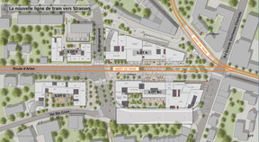 The tram extension to Strassen will pass through the main avenue of the new development Schroeder & associes/ KPF