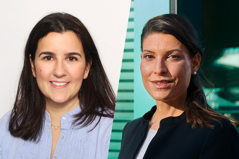 Octavie Dexant (left) will become CEO of AXA Luxembourg and AXA Wealth Europe on January 15, succeeding . Mirjam Bamberger who has received an international promotion. (Photos: AXA Luxembourg. Photomontage: Maison Moderne)