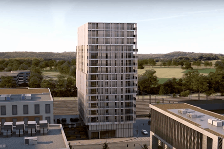 La tour Omnia présente un léger décalage dans le profil de sa façade. (Illustration: Moreno Architecture & Associés)