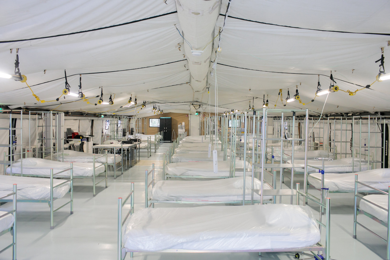 En avril, un hôpital de guerre, ou «field hospital», avait été installé à côté du CHL grâce à l’Otan, Cargolux et Félix Giorgetti. (Photo: Maric Zorman/ Maison Moderne)