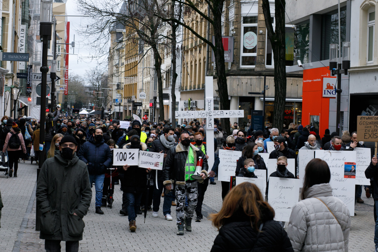 Le 23 janvier dernier, les professionnels du secteur horeca avaient déjà donné de la voix lors d’une manifestation en ville. (Photo: Matic Zorman/archives Maison Moderne)