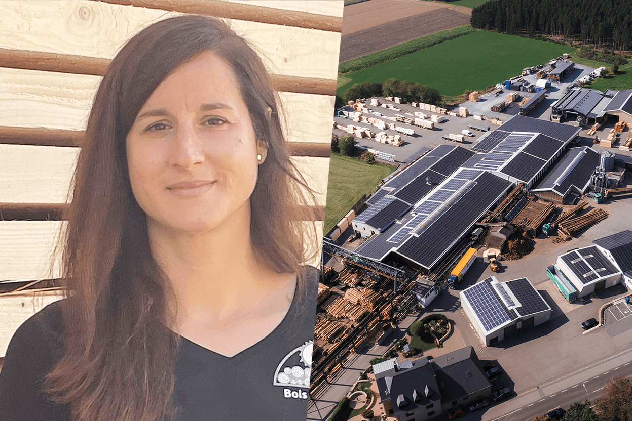 For Corinne Brever, sustainability is no longer limited to the environment. Since attending the Banque de Luxembourg’s CSR workshops, the family-run sawmill has also been developing initiatives focusing on staff and the way the business is run. (Photos: Bois Brever; layout: Paperjam)