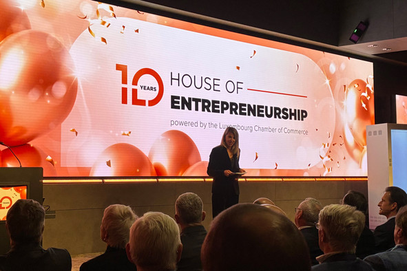 Stéphanie Damgé, Director of Entrepreneurship at the Chamber of Commerce, outlined the House of Entrepreneurship’s priorities for the next ten years. (Photo: Paperjam)