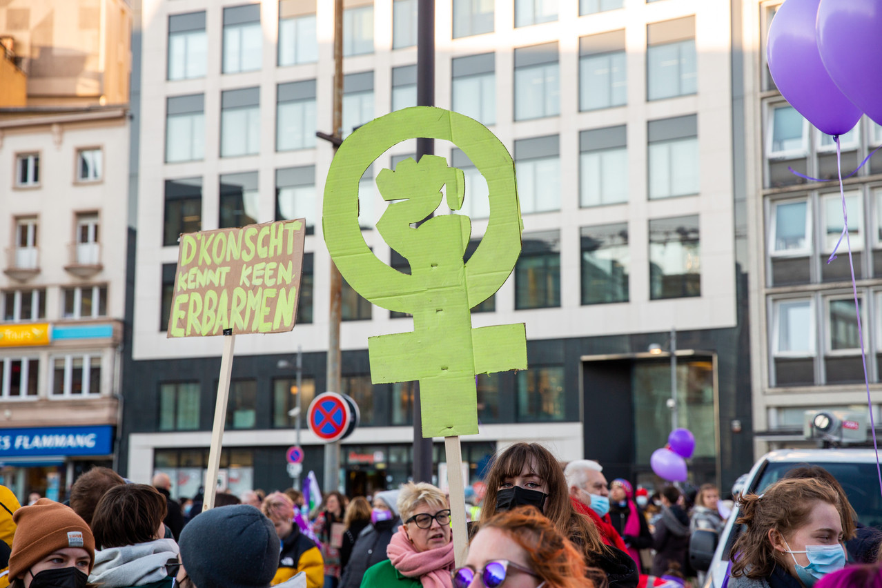 One in six women in Luxembourg have experienced sexual violence. Photo of the International Women’s Day march on 8 March Photo: Romain Gamba/Maison Moderne