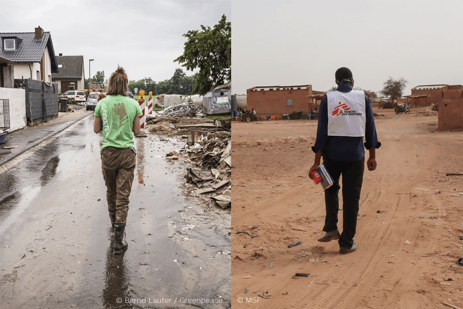 Visual of the joint campaign by Greenpeace Luxembourg and MSF Luxembourg Photo: © Bernd Lauter / Greenpeace © MSF