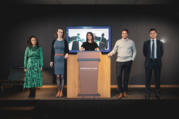 Alessandra Medina (DSM), Marie Lahaye (Étude Wurth Kinsch Olinger), Julie Lhardit (Maison Moderne), Harrison Dans (Clifford Chance) et Davoud Hatami (Lexfield). (Photo: Jan Hanrion / Maison Moderne)