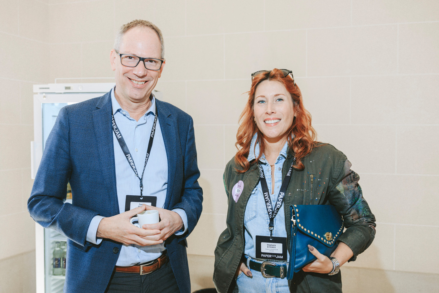 Paul Heinz (Analytics & Change) and Stephanie Kitoskis (Hudson by Randstad HR services). Photo: Julian Pierrot/Paperjam