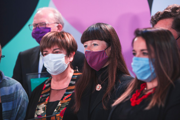 Michèle Detaille (présidente de la Fedil) et Françoise Thoma (CEO de la Spuerkeess). (Photo: Simon Verjus / Maison Moderne)