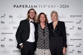 Philippe Schmit (Arendt & Medernach), Muriel Morbé (House of Training) and Astrid Wagner (Arendt & Medernach) at the Paperjam Top 100, held at the Rockhal, 10 December 2024. Photo: Pancake! Photography