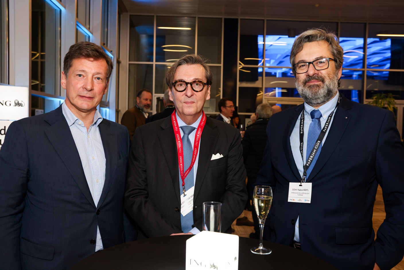 Nicolas Mackel (Luxembourg for Finance), Michel Grevesse-Sovet (Paperjam+Delano Business Club) et S.E.M. Vladimír Bärtl (Ambassade de la République Tchèque). (Photo: Eva Krins et Marie Russillo/Maison Moderne)