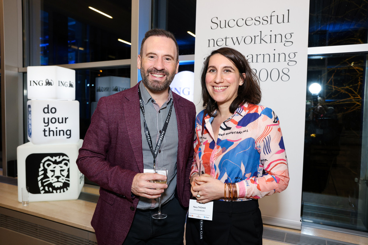 Christophe Rahier (ING) et Nancy Thomas (IMS Luxembourg). (Photo: Eva Krins et Marie Russillo/Maison Moderne)