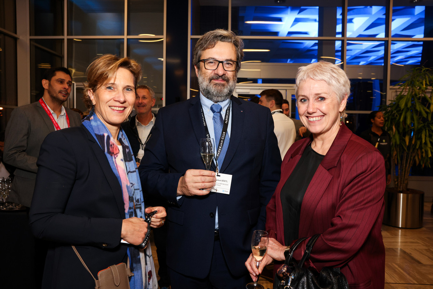 Dominique Hansen (Luxembourg Institute of Health), S.E.M. Vladimír Bärtl (Ambassade de la République Tchèque) et Sasha Baillie (Luxinnovation). (Photo: Eva Krins et Marie Russillo/Maison Moderne)
