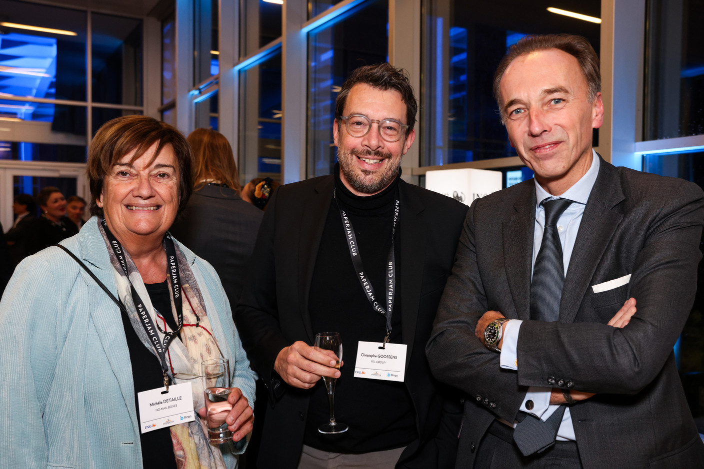 Michèle Detaille (No-Nail Boxes), Christophe Goossens (RTL Group) et Hugues Delcourt (Maison Moderne). (Photo: Eva Krins et Marie Russillo/Maison Moderne)