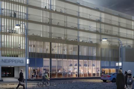 La façade a été entièrement repensée, et modernisée avec des lamelles d’aluminium. (Visuel: WW+ architektur + management Sàrl)