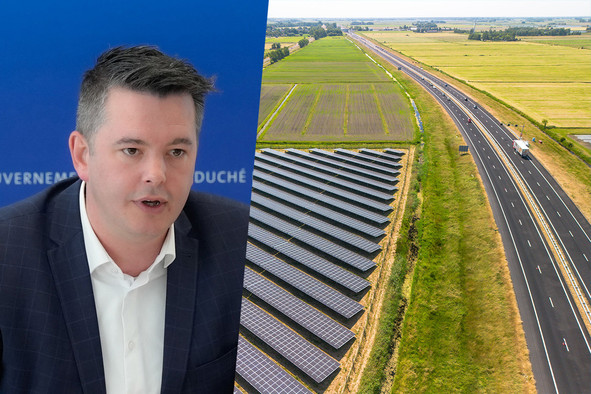 «Nous savons qu’il y a un potentiel cumulé de puissance installable de l’ordre de 1.500 mégawatts le long de l’autoroute A3, qui relie Luxembourg-ville à la France si nous y installons des panneaux photovoltaïques», explique le ministre de l’Économie, Lex Delles. (Photos: Meco, Shutterstock. Montage: Maison Moderne)
