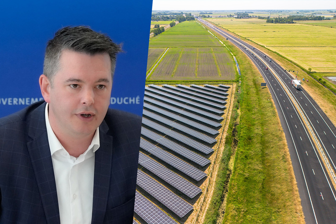 «Nous savons qu’il y a un potentiel cumulé de puissance installable de l’ordre de 1.500 mégawatts le long de l’autoroute A3, qui relie Luxembourg-ville à la France si nous y installons des panneaux photovoltaïques», explique le ministre de l’Économie, Lex Delles. (Photos: Meco, Shutterstock. Montage: Maison Moderne)