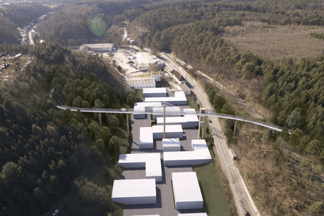 La passerelle relierait le Limpertsberg au Bambësch en passant au-dessus du site de Villeroy & Boch. (Illustration: INCA Ingénieurs-Conseils)