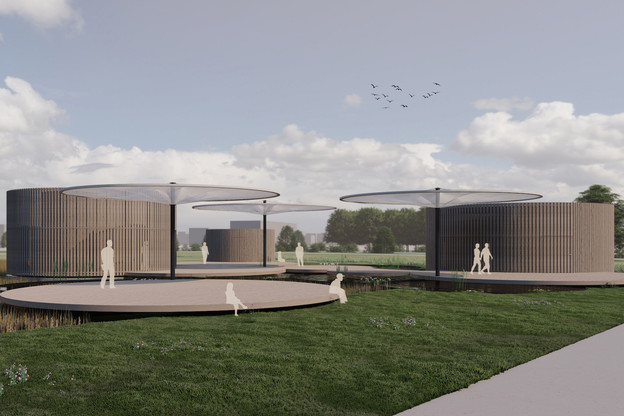 C’est le projet conçu par BeBunch, Ney & Partners et Laura Mannelli qui a remporté la consultation pour le Pavillon Source Bel-Val.  (Illustration : BeBunch-Ney & Partners-Laura Mannelli)