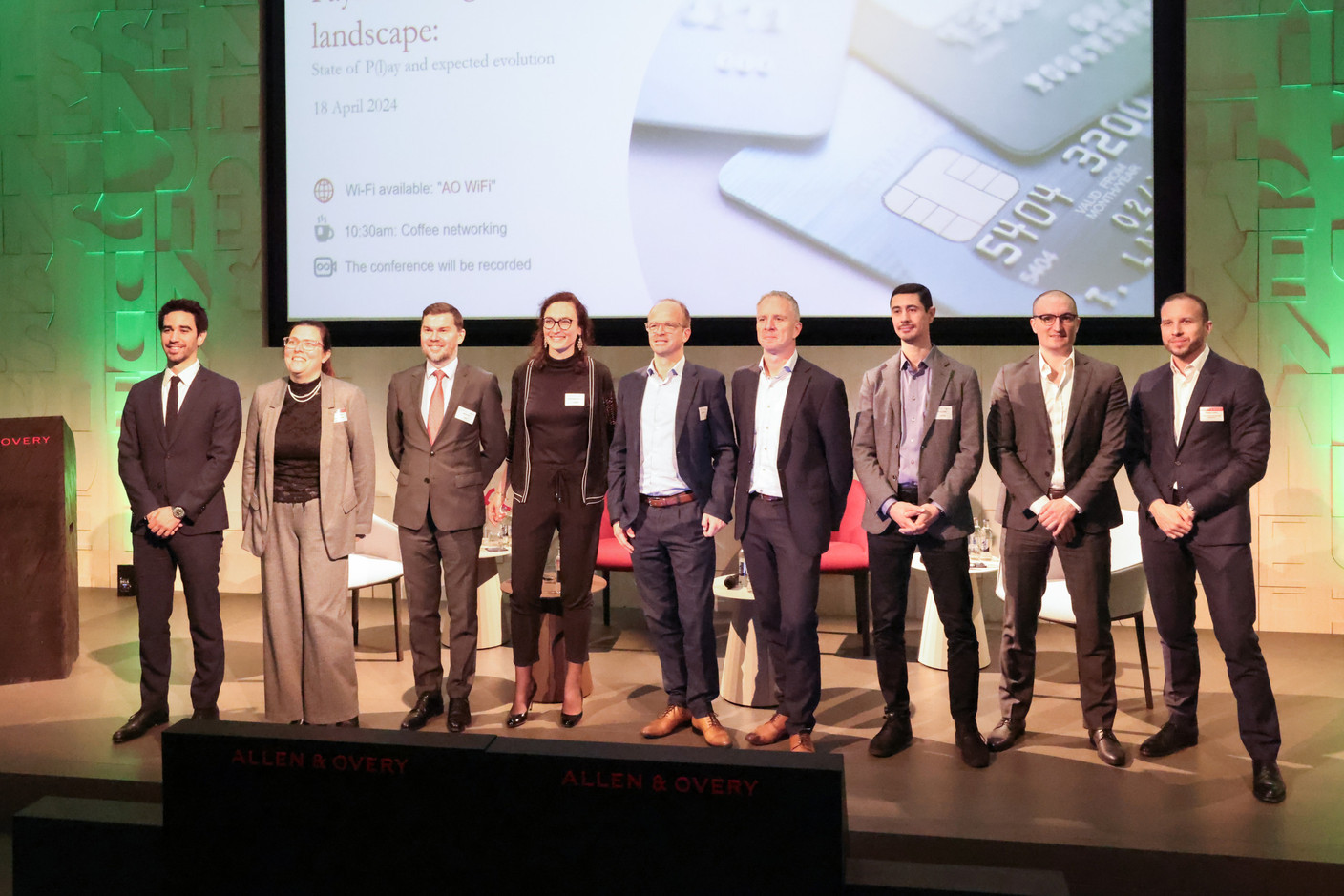 From left to right: Adam Obadia (Allen & Overy), Carole Schmidt (Allen & Overy), Nenad Ilic (PWC Luxembourg), Anne-Sophie Morvan (Luxhub), Jean-Luc Barbier (Banque Internationale à Luxembourg), Claude Meurisse (Luxhub), Ramzi Dziri (Luxhub), Andrei Costica (Allen & Overy), Baptiste Aubry (Allen & Overy). Photo: Marie Russillo/Maison Moderne
