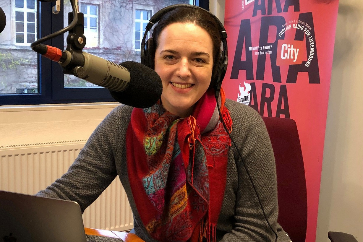 Delano’s Cordula Schnuer on Monday joined Ara City Radio’s Tom Clarke in the studio to discuss an upcoming debate about the pension fund’s investment strategy. Photo: Delano