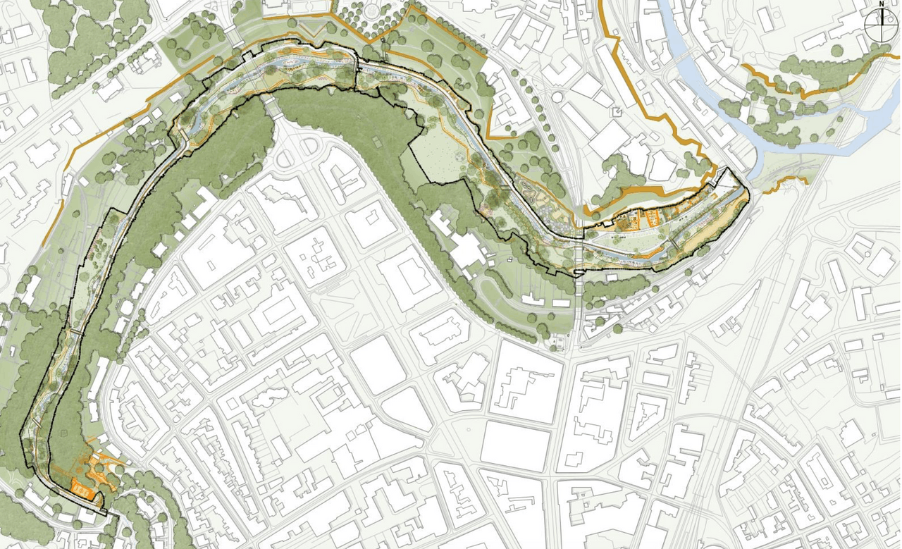 Le projet s’étend de la rue Saint Ulric à la rue d’Anvers. (Illustration: Ville de Luxembourg, Förder Landschaftsarchitekten, TR-Engineering)