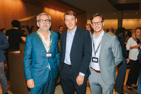Mike Koedinger (Paperjam), Maxim Straus (Cargolux Airlines International) and Laurent Nittler (Natixis Corporate and Investment Banking Luxembourg). (Photo: Julian Pierrot/Paperjam)