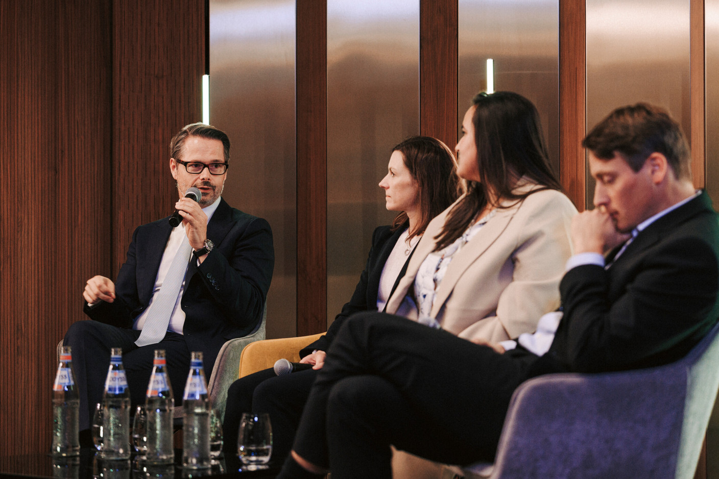 Florent Albert (Edmond de Rothschild – Europe), Lisa Pataki (SES), Maria João (Monnett Social) and Maxim Straus (Cargolux Airlines International). (Photo: Julian Pierrot/Paperjam)