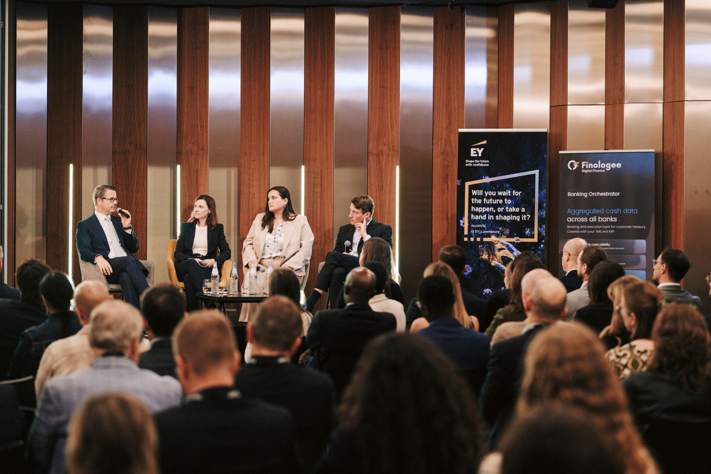 Florent Albert (Edmond de Rothschild – Europe), Lisa Pataki (SES), Maria João (Monnett Social) and Maxim Straus (Cargolux Airlines International). (Photo: Julian Pierrot/Paperjam)