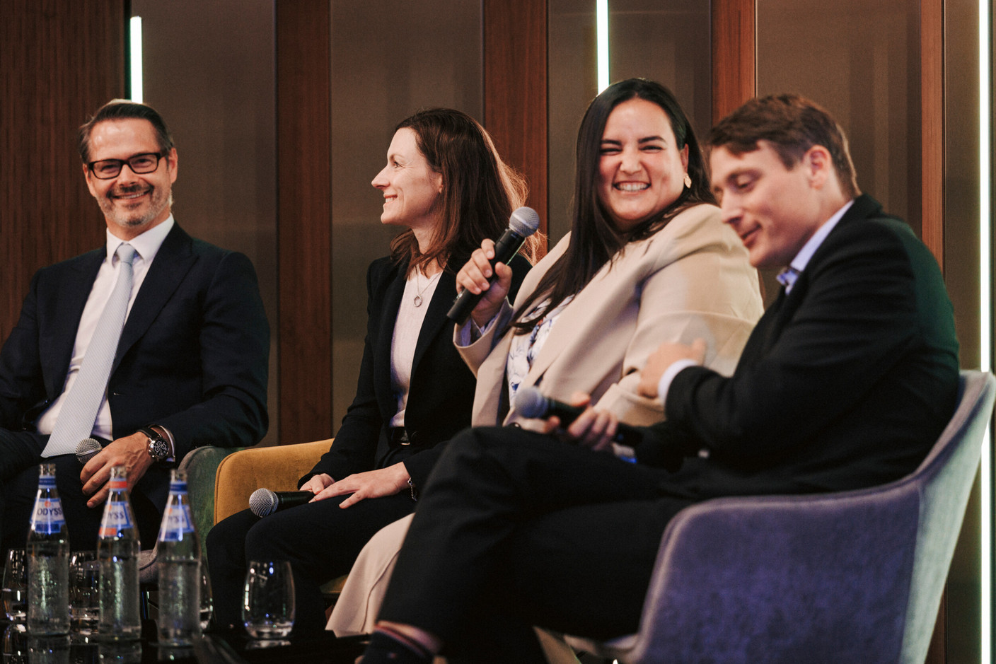 Florent Albert (Edmond de Rothschild – Europe), Lisa Pataki (SES), Maria João (Monnett Social) and Maxim Straus (Cargolux Airlines International). (Photo: Julian Pierrot/Paperjam)