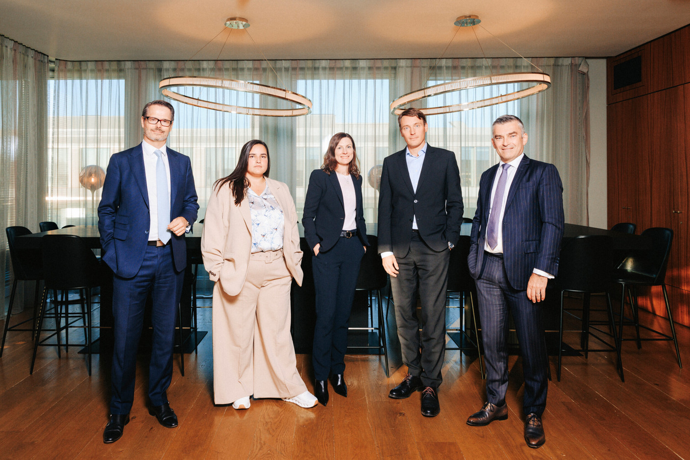 Florent Albert (Edmond de Rothschild – Europe), Maria João (Monett Social), Lisa Pataki (SES), Maxim Straus (Cargolux Airlines International) and Nicolas Bannier (EY Luxembourg). (Photo: Julian Pierrot/Paperjam)
