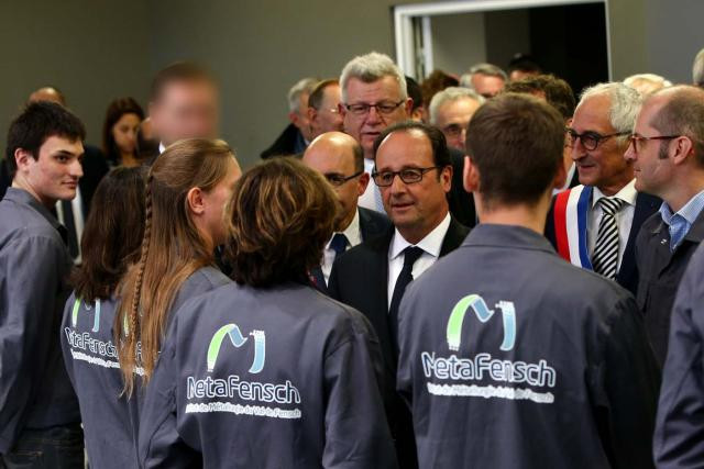 François Hollande, le 17 octobre 2016, lors de sa visite sur le site de Florange. (Photo: Présidence de la République)