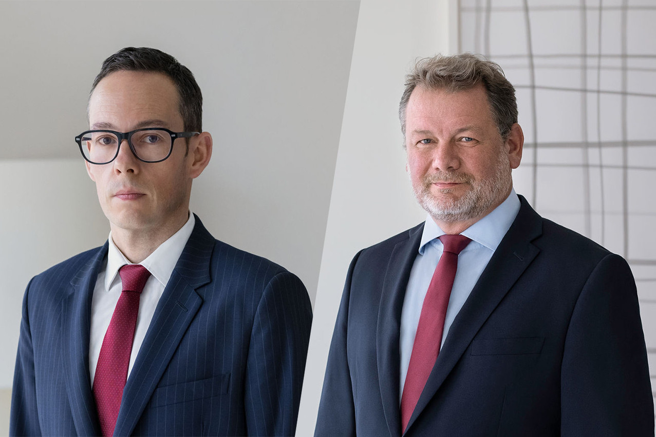 From left to right: David Wright is co-head of Pictet Asset Management’s quantitative equity strategies (Quest) investment team; Stéphane Daul is lead portfolio manager. Photos: Loïc Herin for Pictet Group. Montage: Maison Moderne