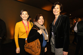 Aline Puget (Maison Moderne), Stéphanie Dadoun (Qualia Consulting) and Ann De Jonghe (Sodexo Luxembourg) at the Paperjam 10x6 Future of Work event at Kinepolis Kirchberg, 28 January 2025. Photo: Eva Krins/Maison Moderne