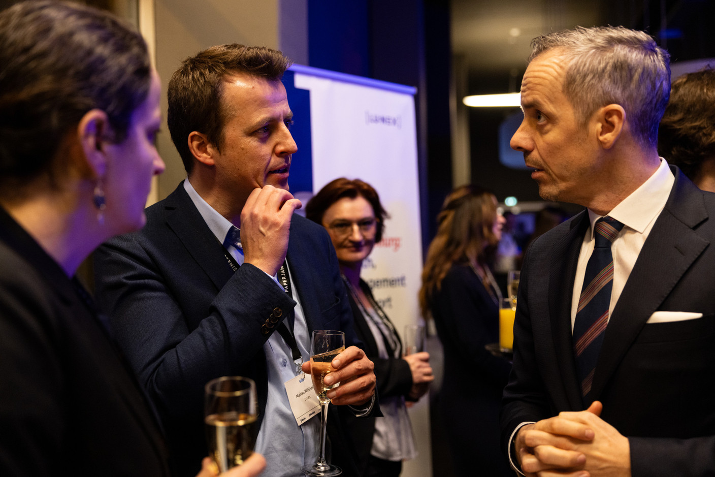 Mathieu Winand (Lunex) and labour minister Georges Mischo (CSV) at the Paperjam 10x6 Future of Work event at Kinepolis Kirchberg, 28 January 2025. Photo: Eva Krins/Maison Moderne