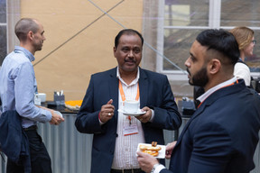 Ranjit Chandra Das (Bastob, Initiative for People’s Self Development, Bangladesh) during European Microfinance Week at Neumünster Abbey, 15 November 2023. Photo: Romain Gamba / Maison Moderne