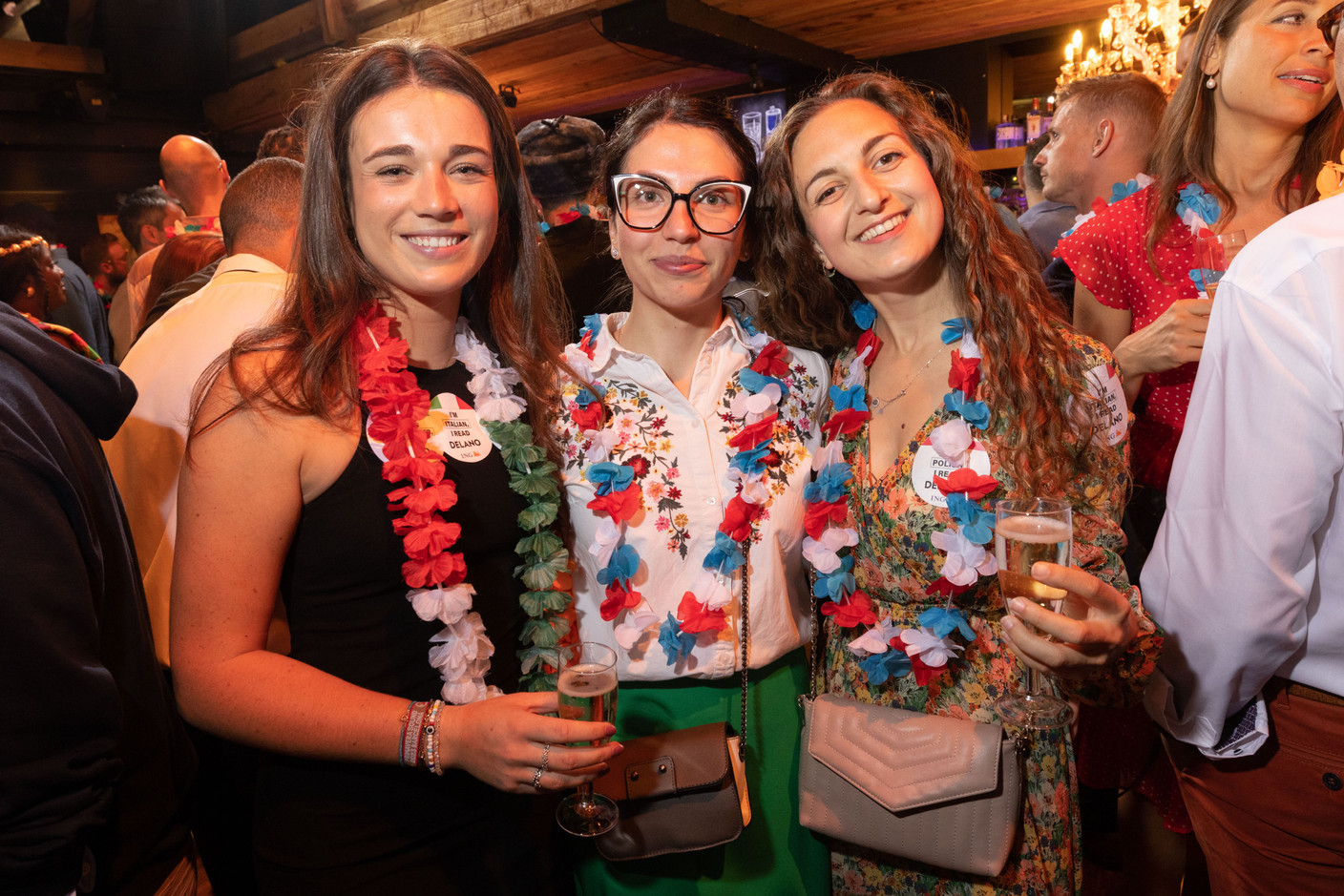 Luxflag team members Nairi Tarakdjian, Anna Letta and Mihaela Roibu seen during the Delano summer party, 13 July 2023. Photo: Guy Wolff/Maison Moderne